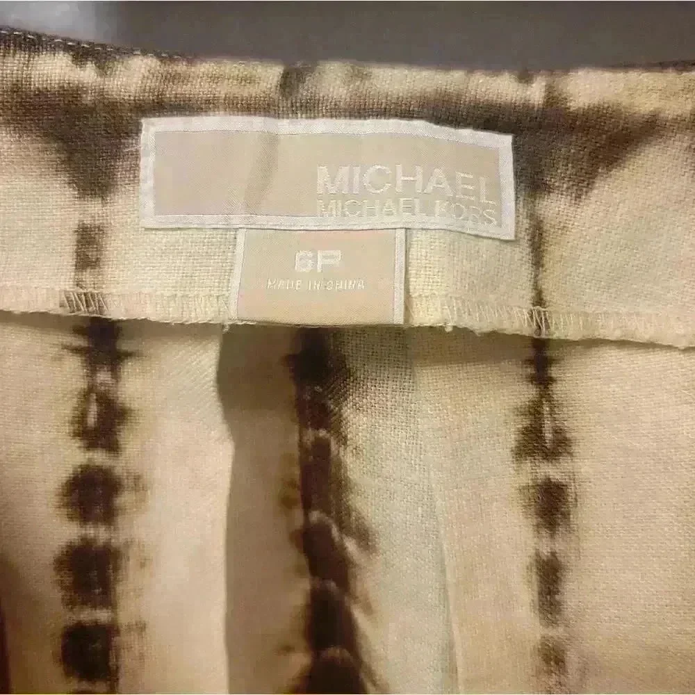 Michael Kors Brown Tie Dye 100% Linen Skirt Size 6 Petite